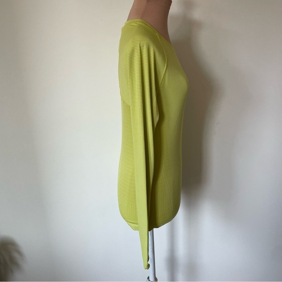Athleta Momentum Seamless Citron Yellow Mini Stripe Long Sleeve Top 658514 EUC S - Picture 4 of 10
